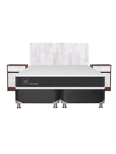 Box Spring New Ortopedic B5 Black 2 Plazas Base Dividida + Set Muebles Legno Cic